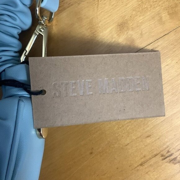 Steve Madden Corinne Crescent Crossbody 2-way Bag Ruched Handle Sea Crush Mint - Picture 6 of 12